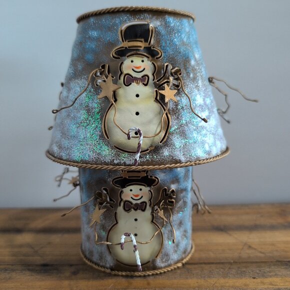 Home Interiors Metal Snowman Candle Lamp Winter Christmas - Picture 1 of 5